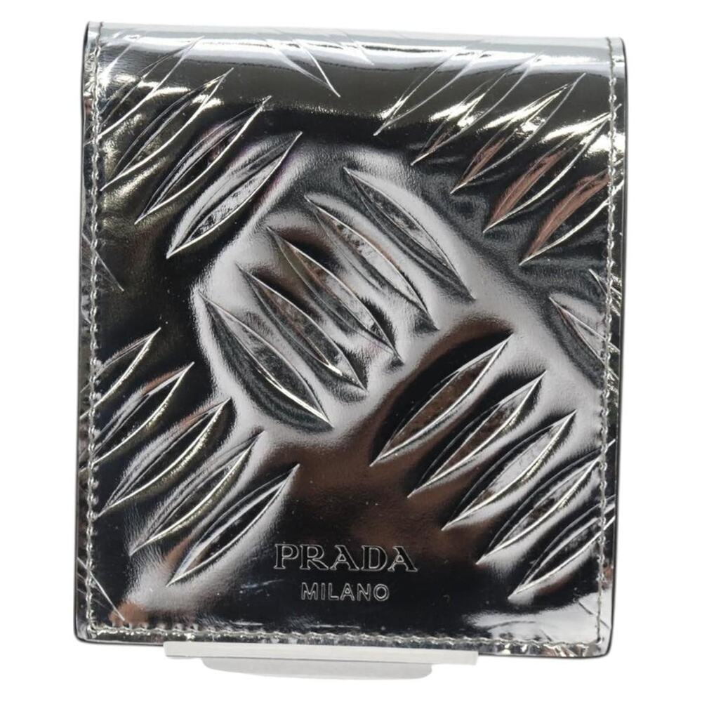 Prada Patent Leather Wallet Silver
